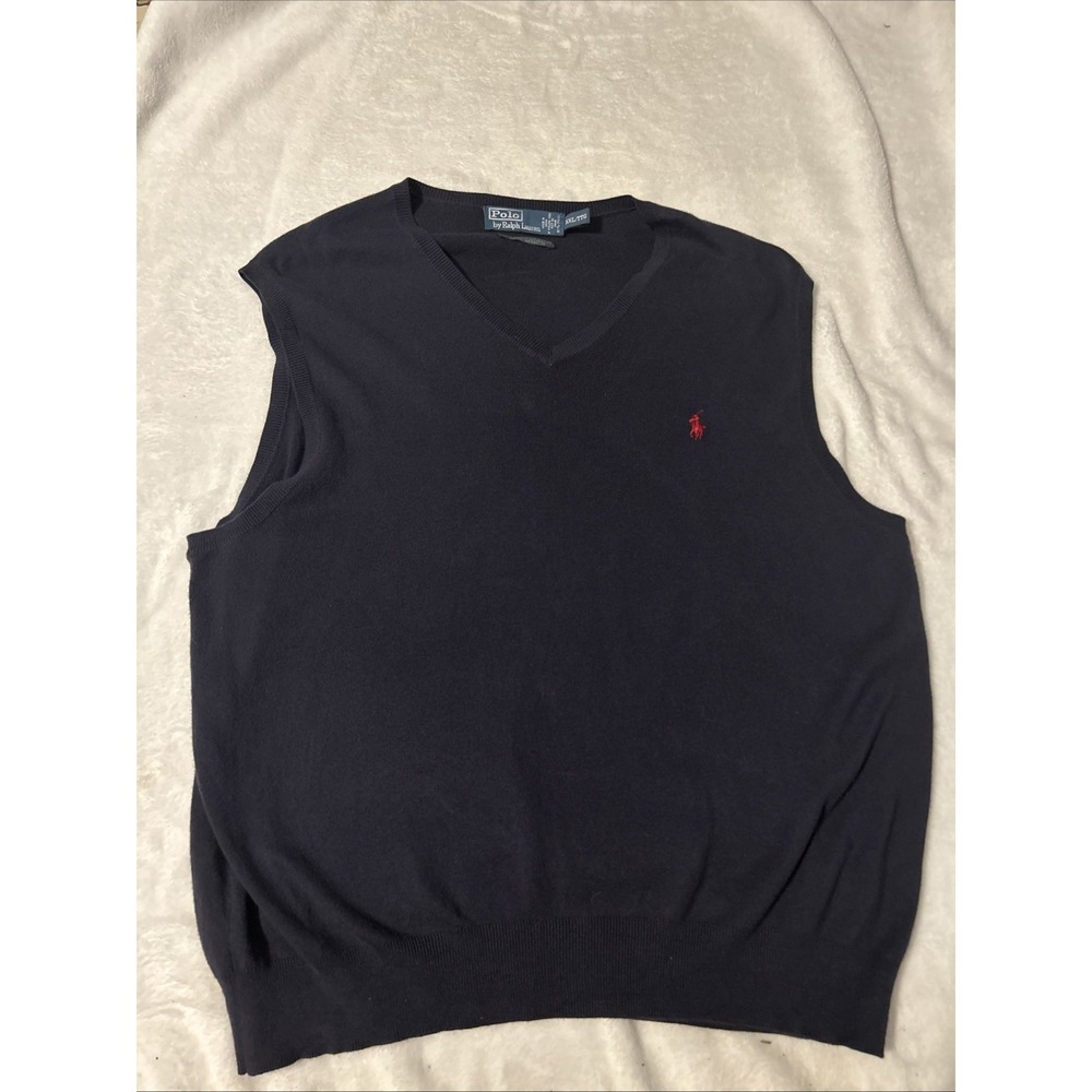 Polo Ralph Lauren Vest Men's 2XL Blue Sleeveless Pima Cotton Golf Red Pony